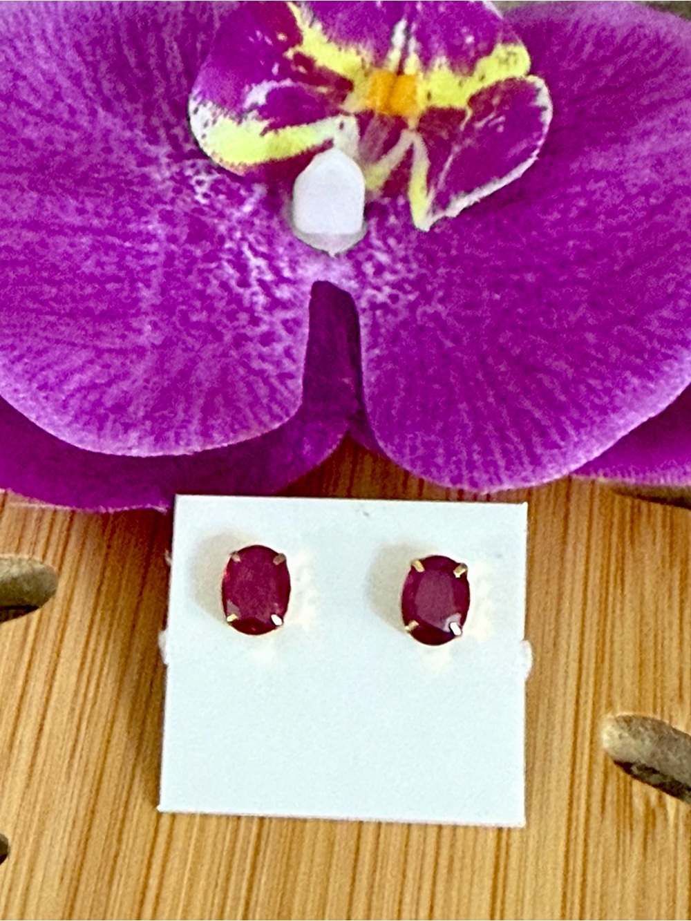 18k Gold Oval Ruby Stone Stud Earrings - Women Jewelry